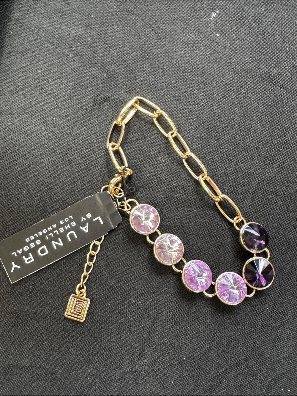 Swarovski Gold-Tone Bracelet with Light Purple and Dark Purple Crystals
